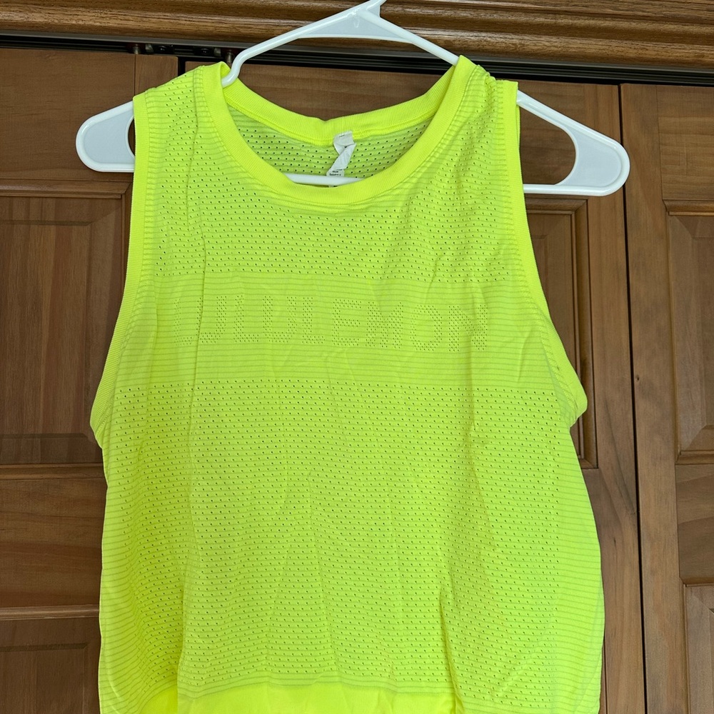 lululemon athletica Neon Yellow Crop Tank Top